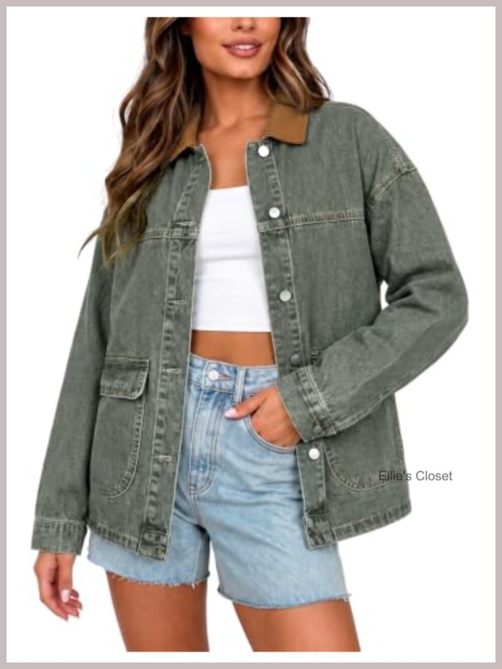 Women's Oversized Denim Jacket Button Down Casual Lightweight Cotton
